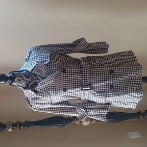 14th & UNION Women's Plaid Trench Style Coat Sz M